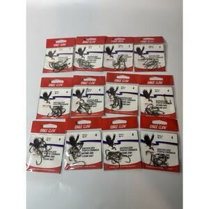 fish hooks (9) Eagle Claw 186A- 1/0 8Ct Bronze Bait Holder Hooks